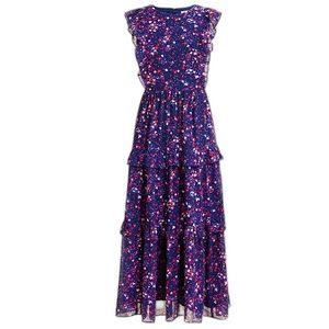 J. Crew Sleeveless Floral Ruffle Tiered Maxi Dress Size 8